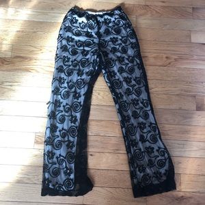 Vintage Handmade Lace Slim Wide Leg Pants